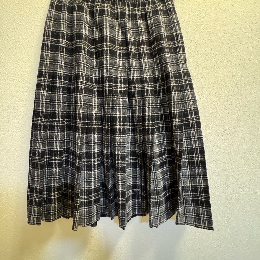Vintage Pendleton Black and White Plaid Wool Skirt